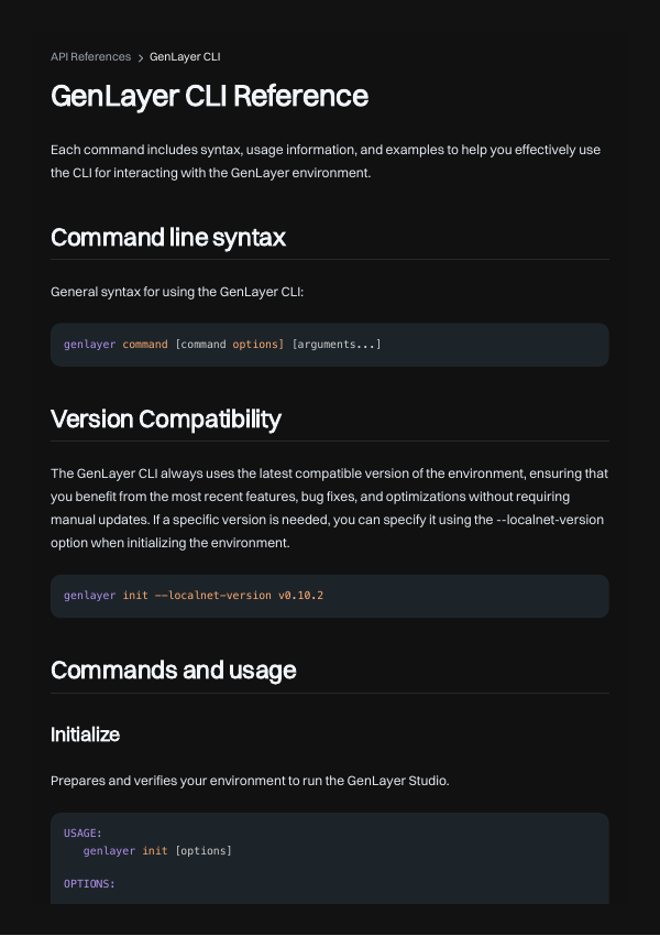 GenLayer CLI Reference